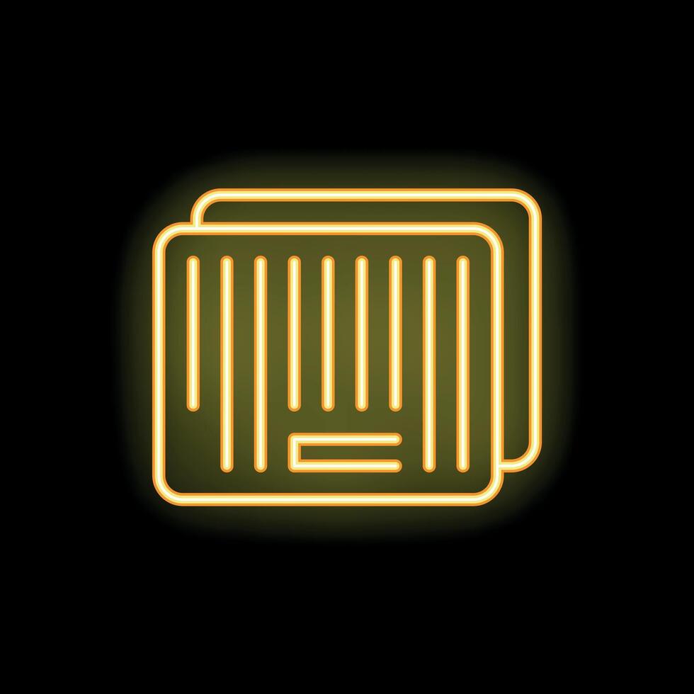Neon yellow barcode glowing on black background vector