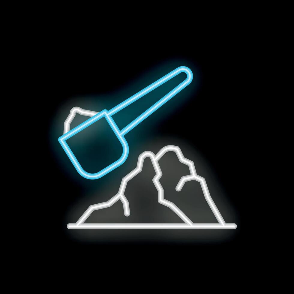 Neon scoop taking protein powder from big pile icon vector