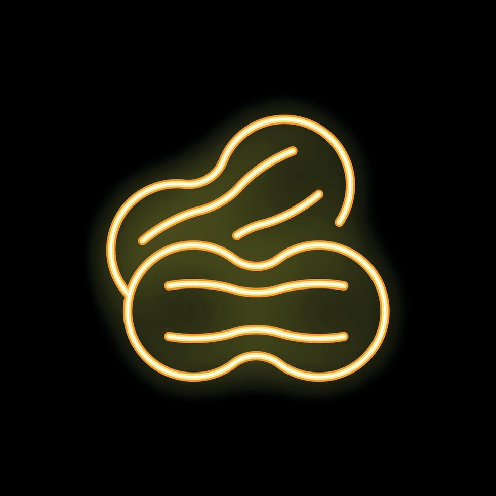 Neon sign showing two peanuts glowing on black background vector