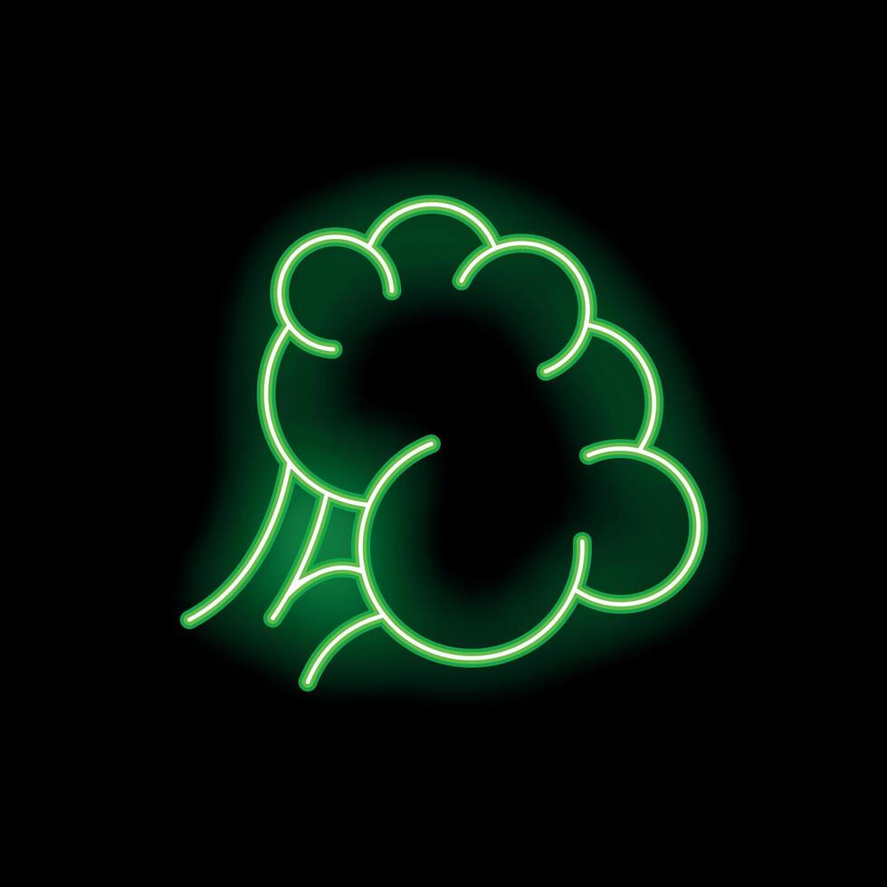 Green neon sign showing a brain thinking with smoke coming out vector
