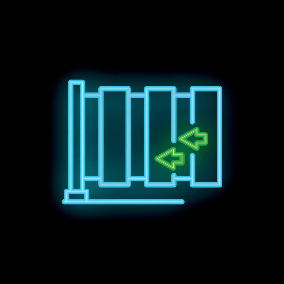 Neon green radiator icon glowing on dark background vector