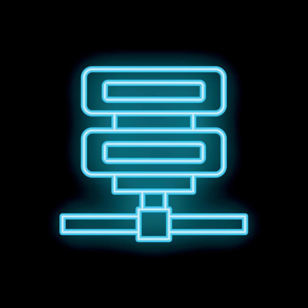 Neon database icon glowing on dark background vector
