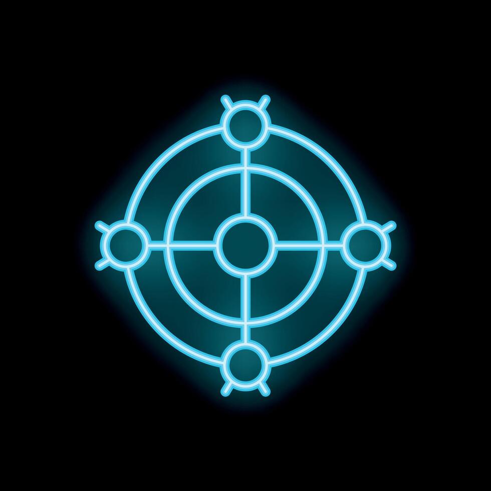 Neon style icon representing the concept of blockchain technology vector