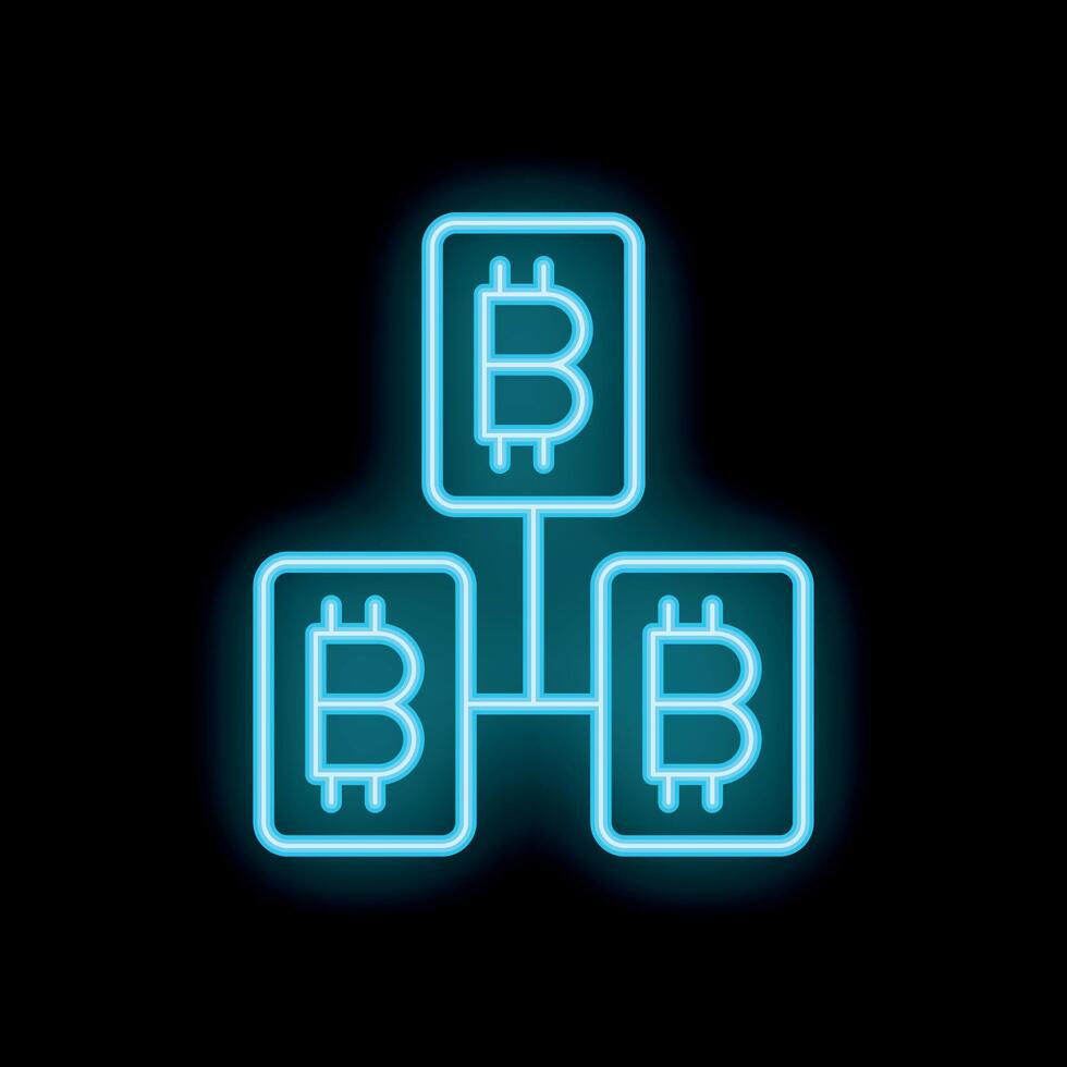 Bitcoin cryptocurrency neon sign representing blockchain technology vector