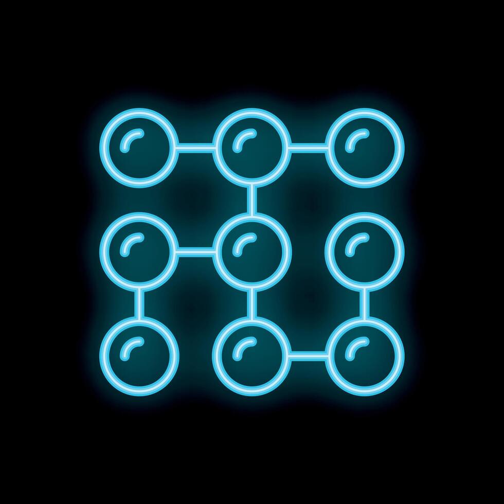 Neon style blockchain technology concept glowing icon design vector