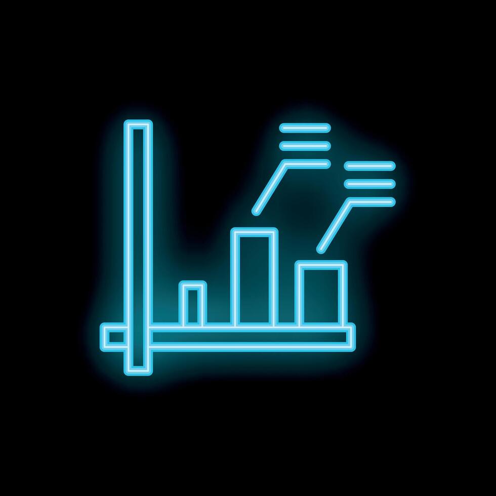 Neon blue graph showing growing business success on black background vector