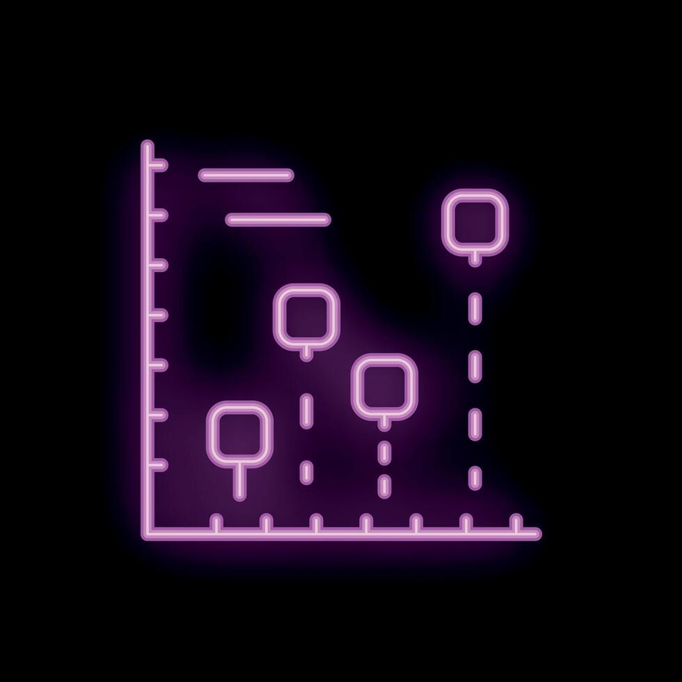 Neon style icon of a graph showing increasing statistics vector