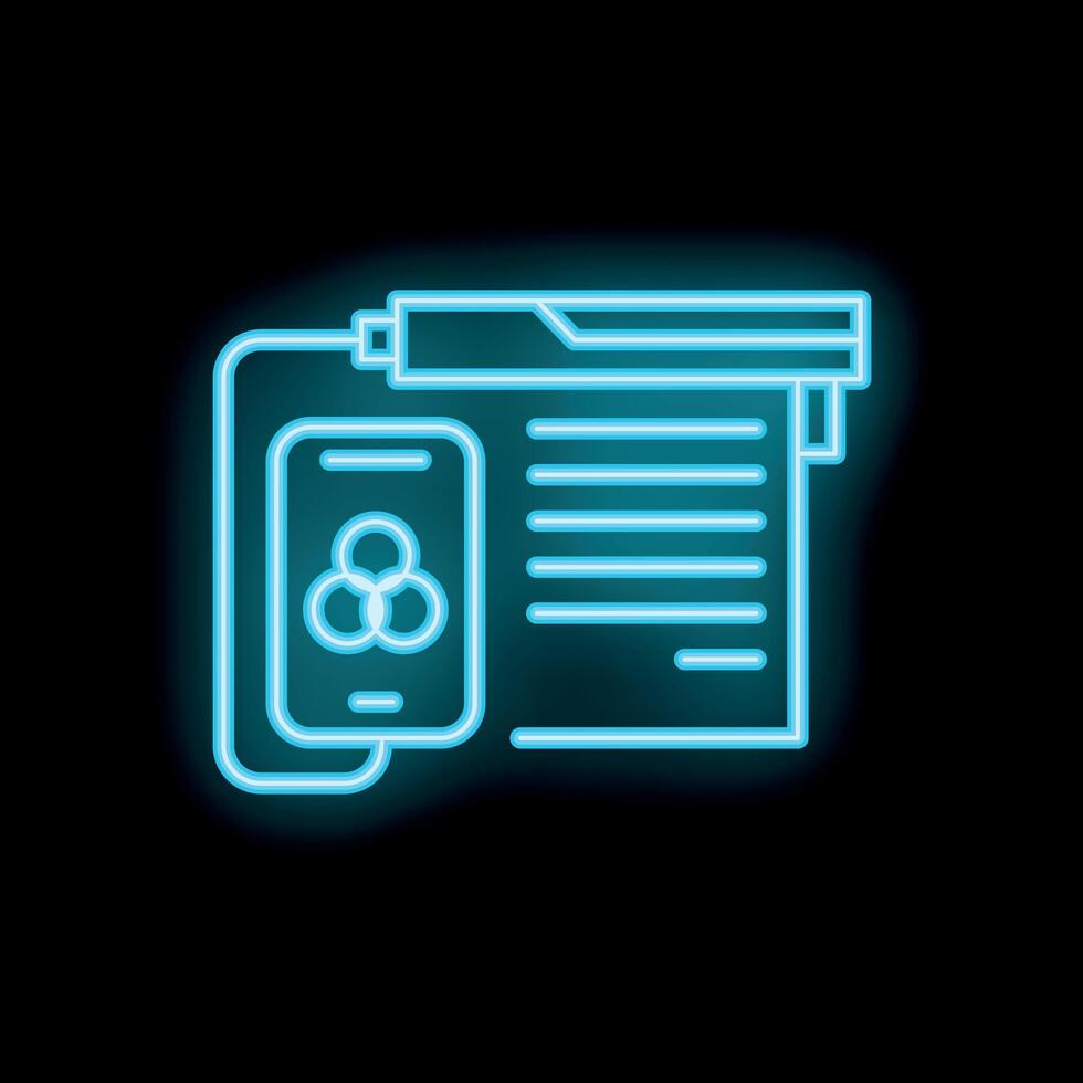 Neon icon of electronic signature representing digital document signing vector