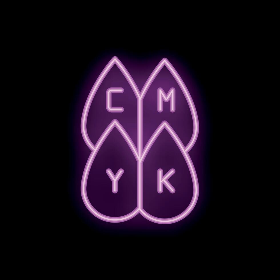 Neon cmyk color model icon representing four ink colors vector