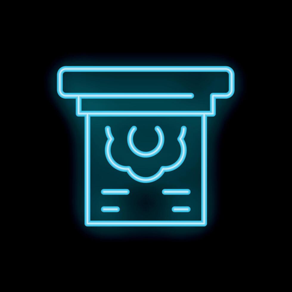 Neon atm cash machine dispersing money icon illustration vector