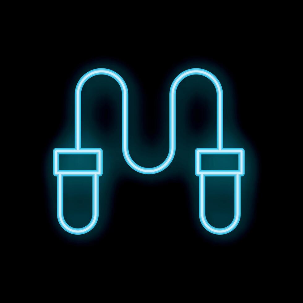 Neon blue skipping rope glowing on black background vector