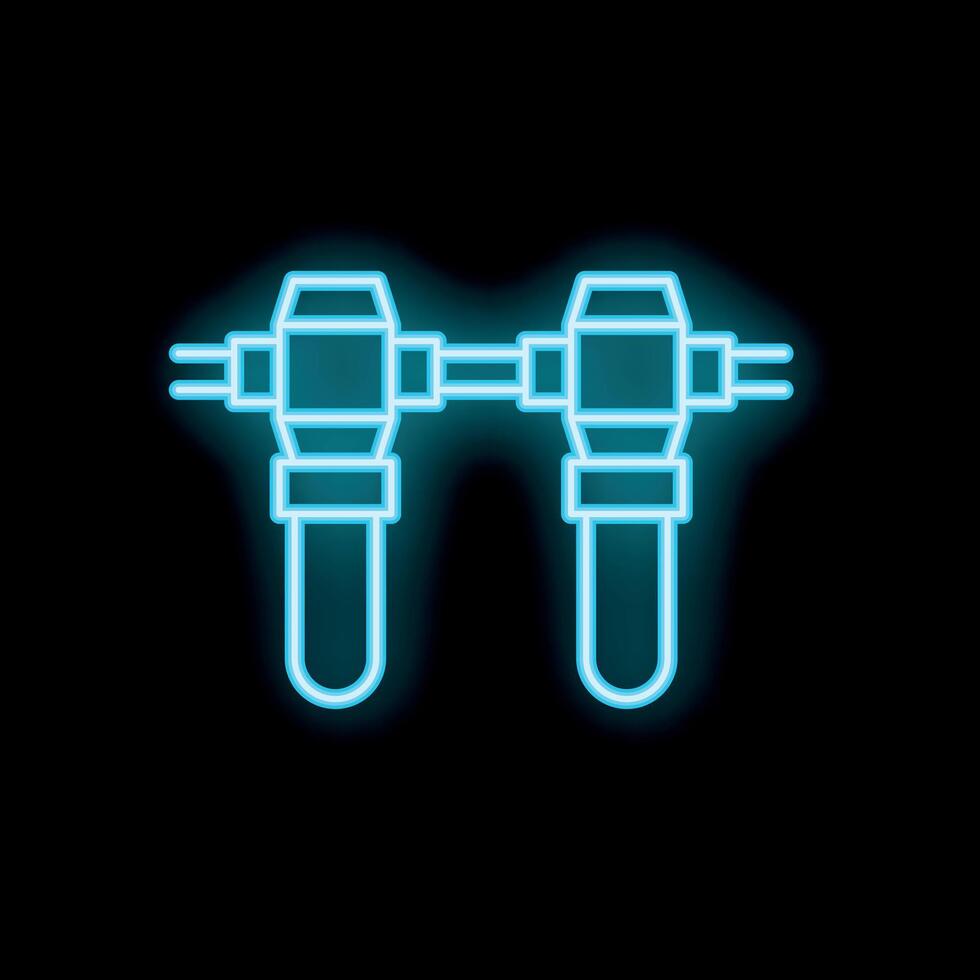 Neon icon of car detail depicting a car axle or transmission vector