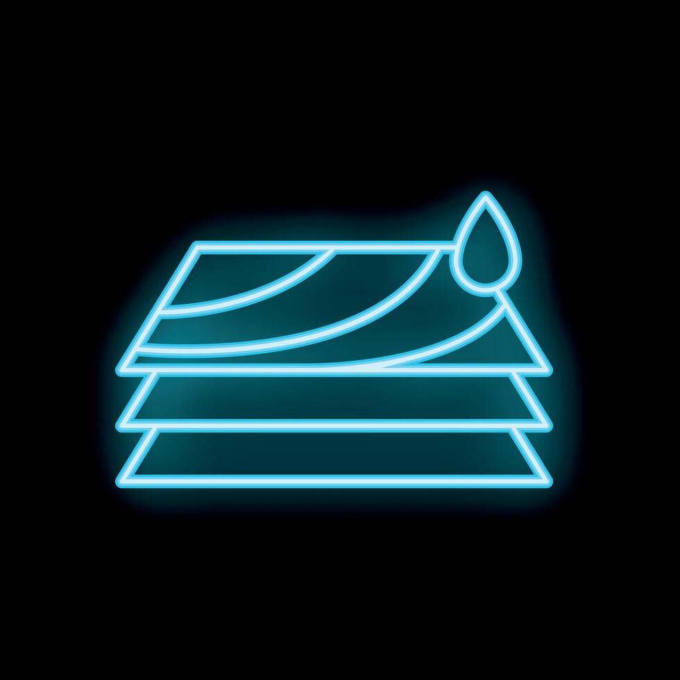 Neon icon of waterproof textile fabric material with water droplet vector
