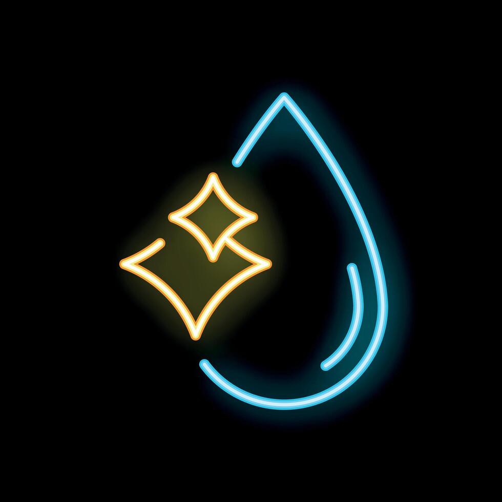 Neon icon of clean water drop shining brightly vector