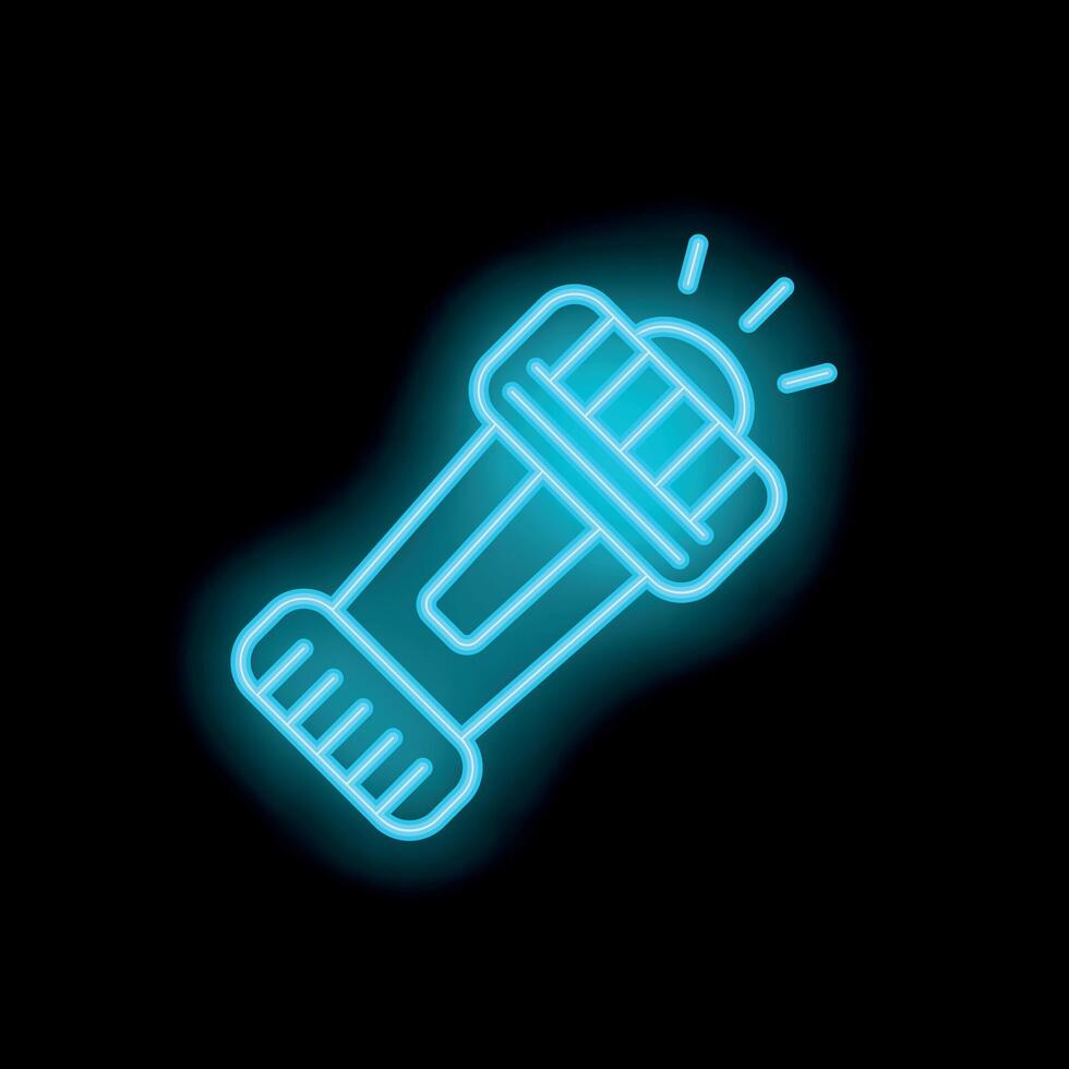 Neon flashlight shining in the dark glowing icon vector