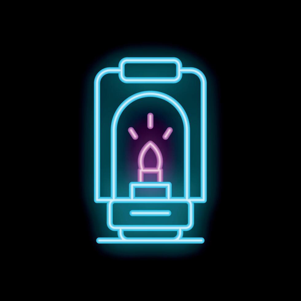 Neon gas lamp shining in the dark icon illustration vector