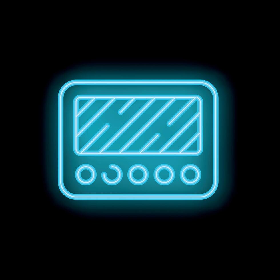 Neon radio receiver glowing in the dark icon vector