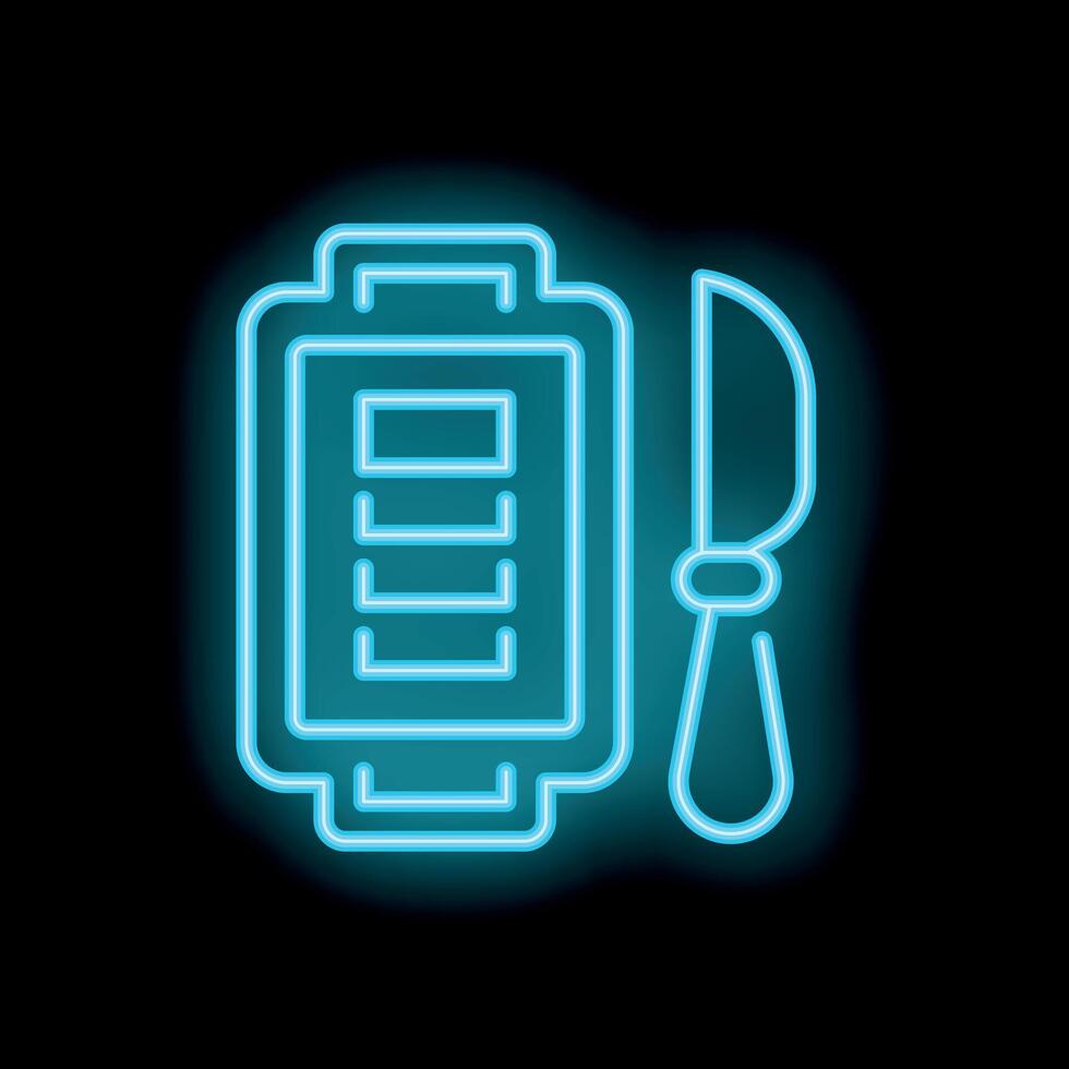 Neon icon of order list and knife representing food delivery app service vector