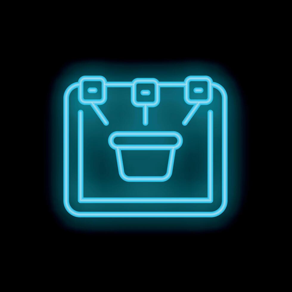 Neon blue smart farm icon glowing on black background vector
