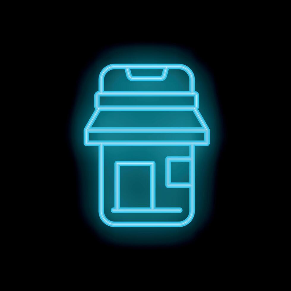 Neon sign representing online store on smartphone screen vector