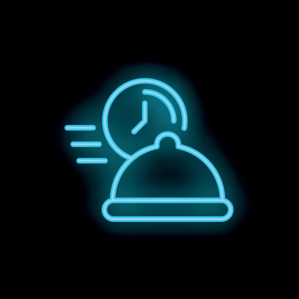 Neon icon of food delivery service representing speed vector