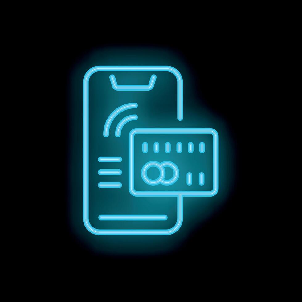 Neon style icon showing smartphone making mobile payment vector