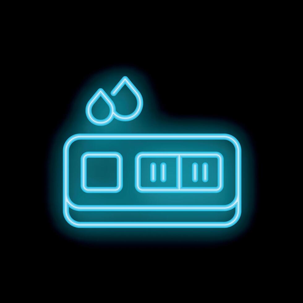 Neon sign of pregnancy test showing positive result with two drops icon on black background vector