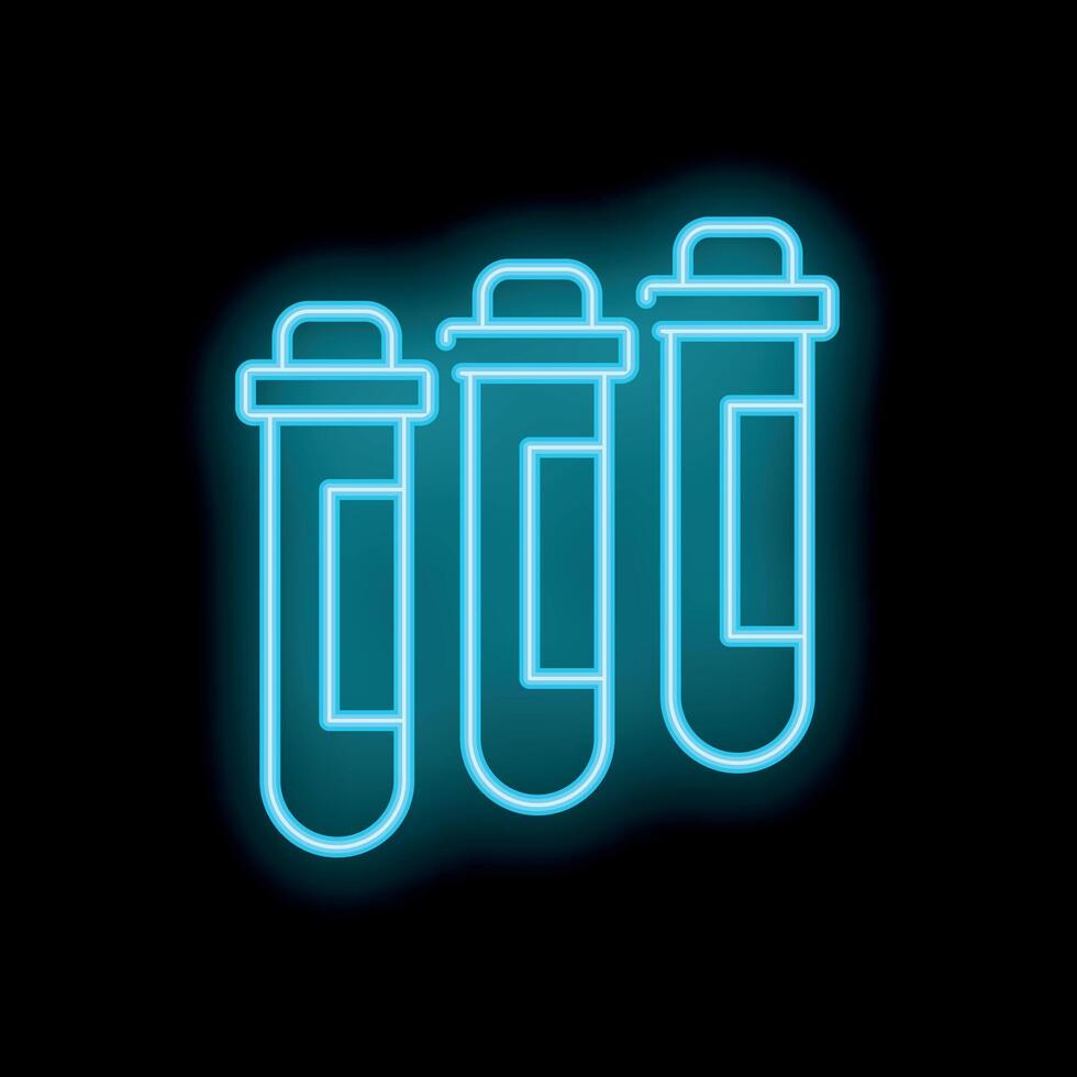 Neon laboratory test tubes glowing in the dark vector