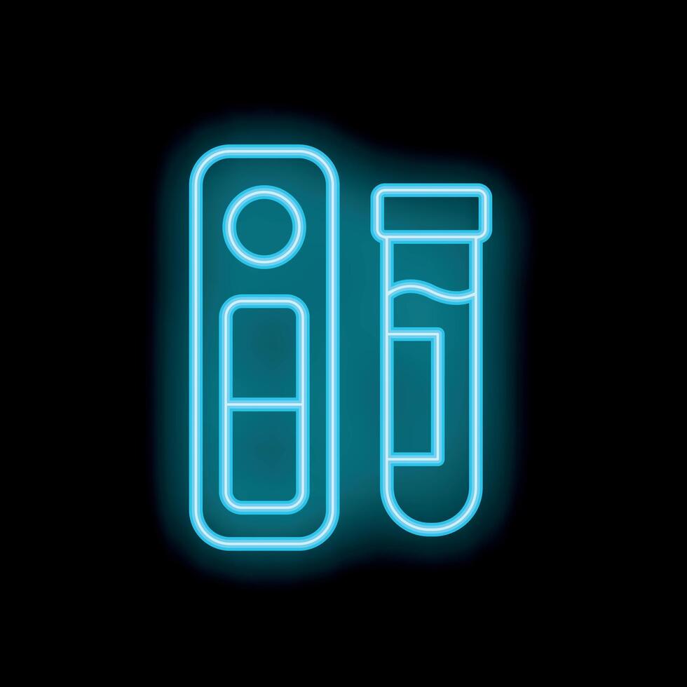 Neon medical test kit icon depicting express blood test results vector