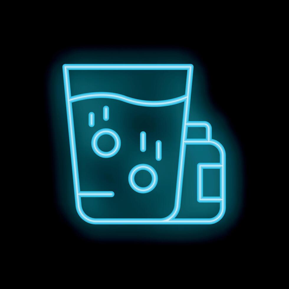 Neon icon of dissolving effervescent tablets in a glass of water vector