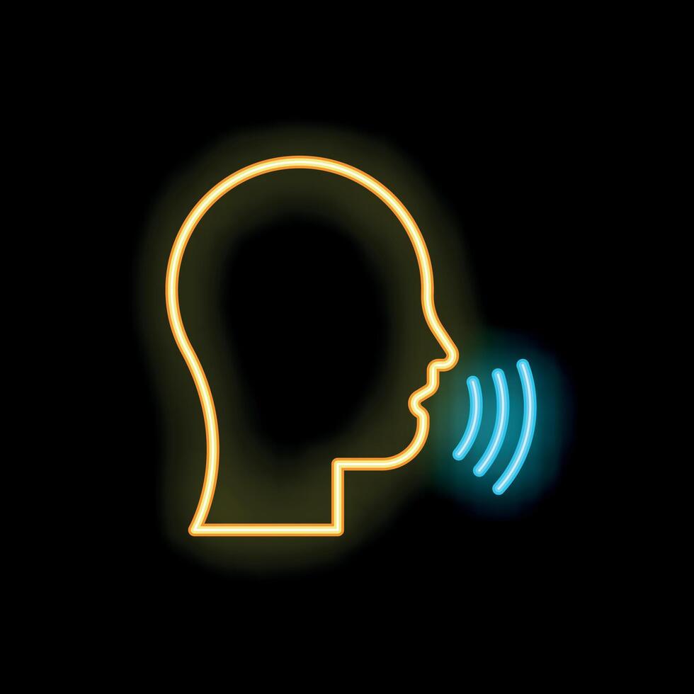 Neon icon of human head talking and communicating vector