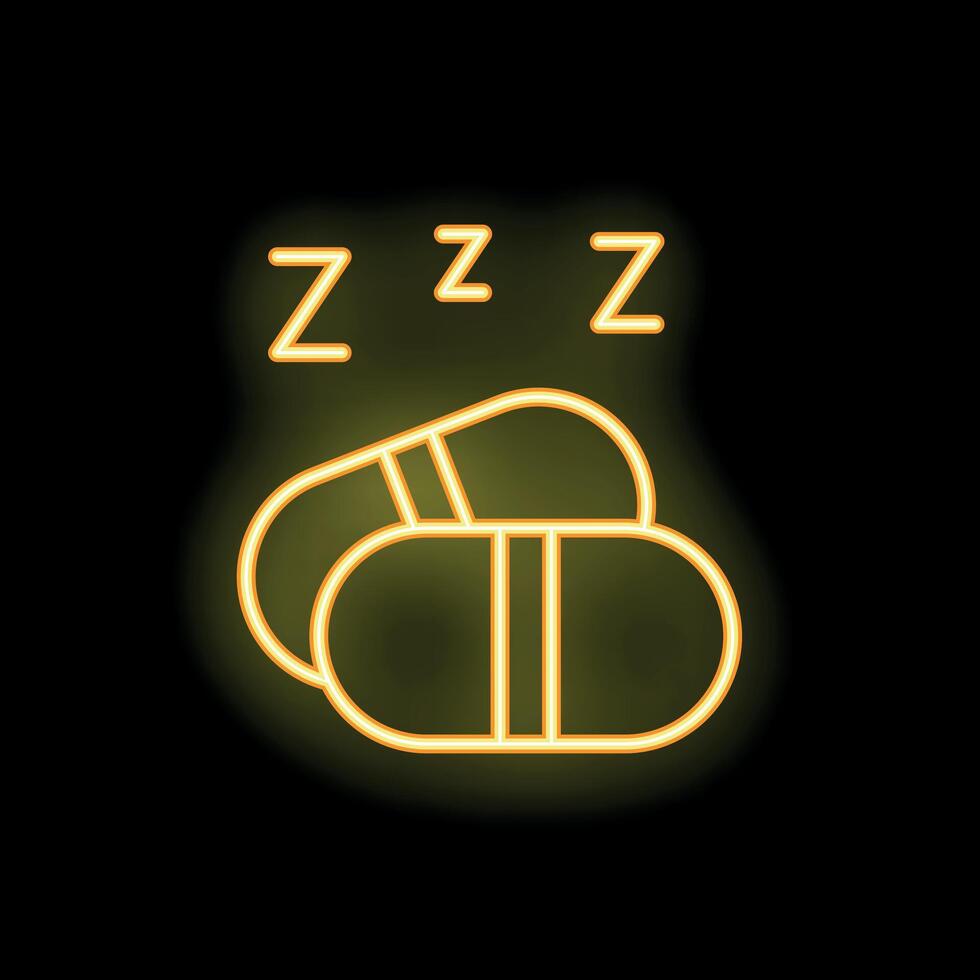 Neon sign showing two sleeping pills inducing sleep vector