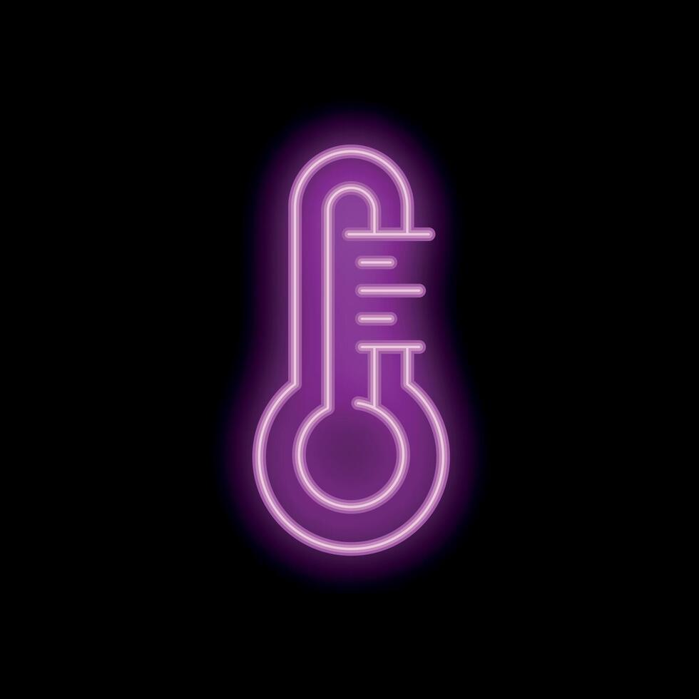 Neon pink thermometer showing increasing temperature on dark background vector