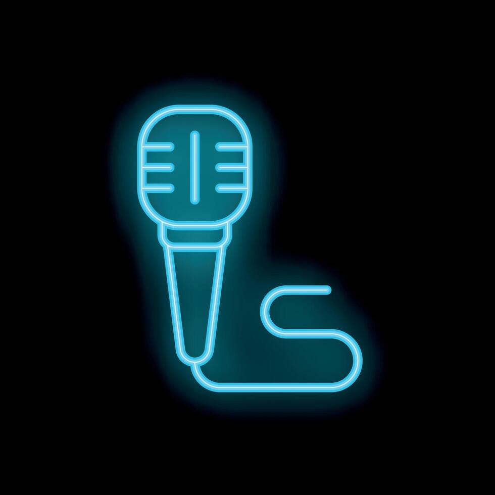 Glowing neon microphone icon representing music and entertainment vector