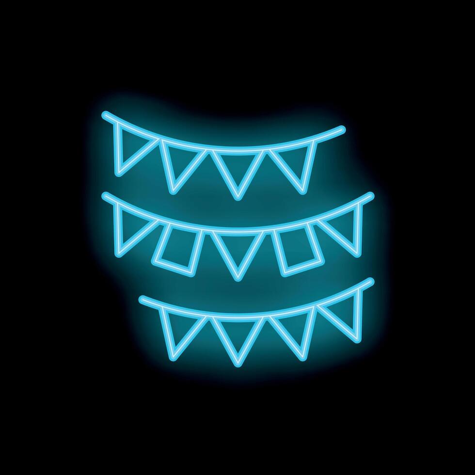 Blue neon sign representing three garlands hanging for party decoration vector