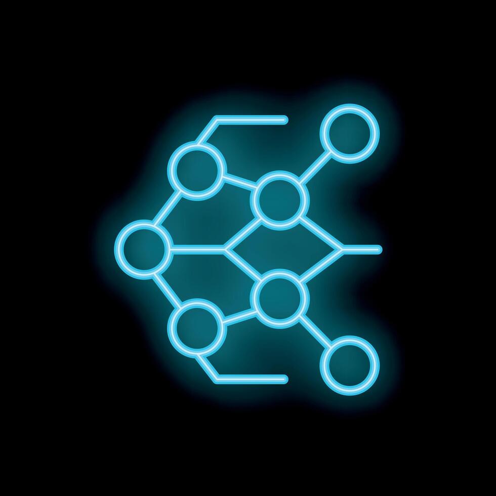 Neon style network connecting dots with lines forming a shape vector