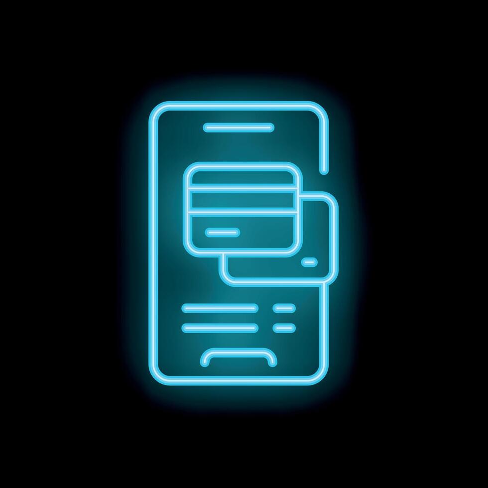 Neon sign of mobile phone showing online payment processing vector