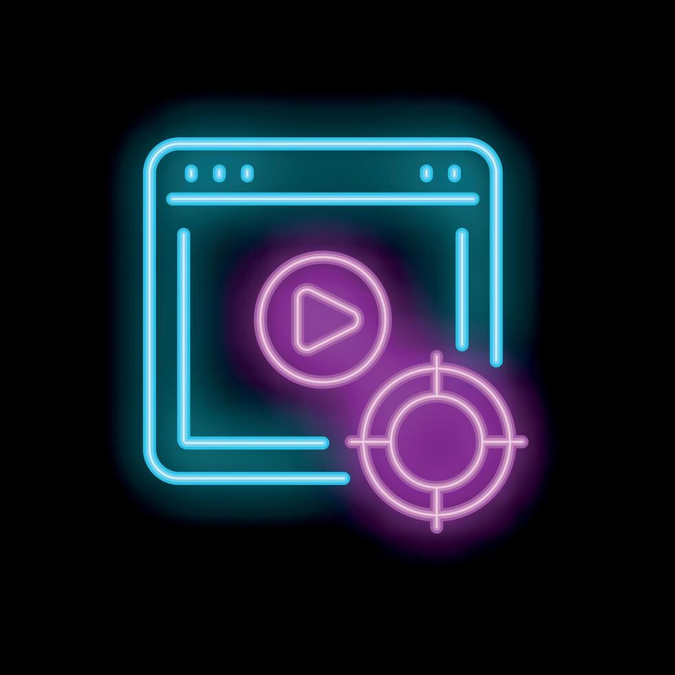 Neon icon of marketing targeting specific audience vector