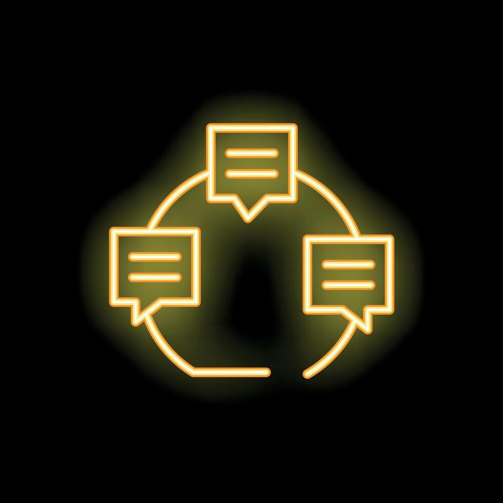 Neon sign illustrating the concept of online forum chat connecting vector