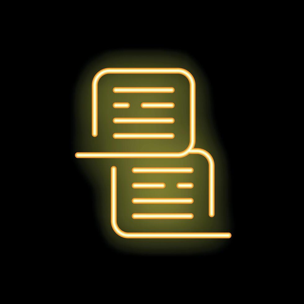 Neon yellow chat bubble icon glowing on dark background vector