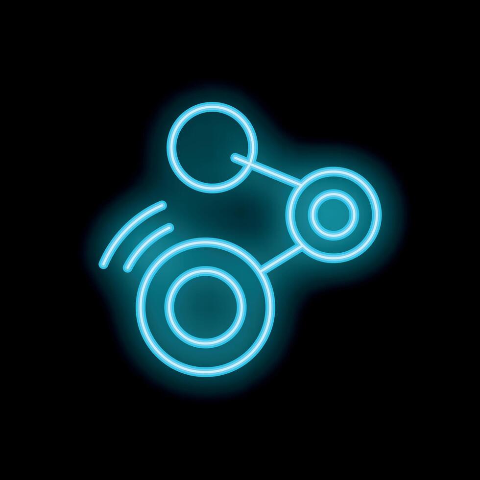 Neon icon of three circles connecting representing networking vector