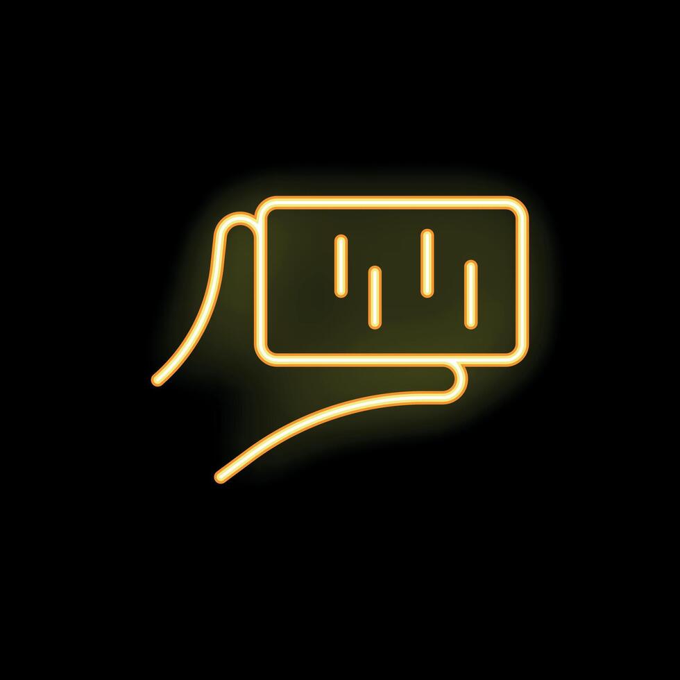 Hand holding smartphone with barcode for scanning neon sign vector