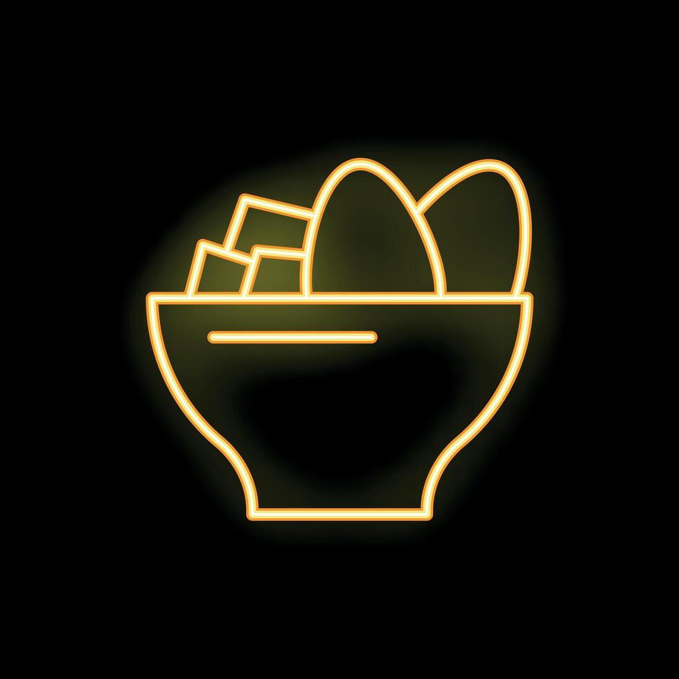 Neon sign of a bowl overflowing with fresh salad ingredients vector