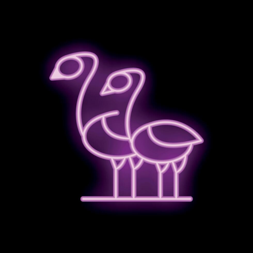 Pair of pink flamingos standing in neon light vector