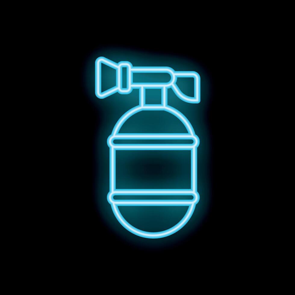 Blue neon sign showing an oxygen tank for diving on a black background vector
