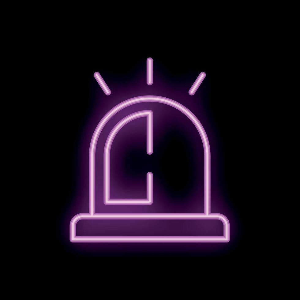 Bright pink neon siren light flashing on black background vector