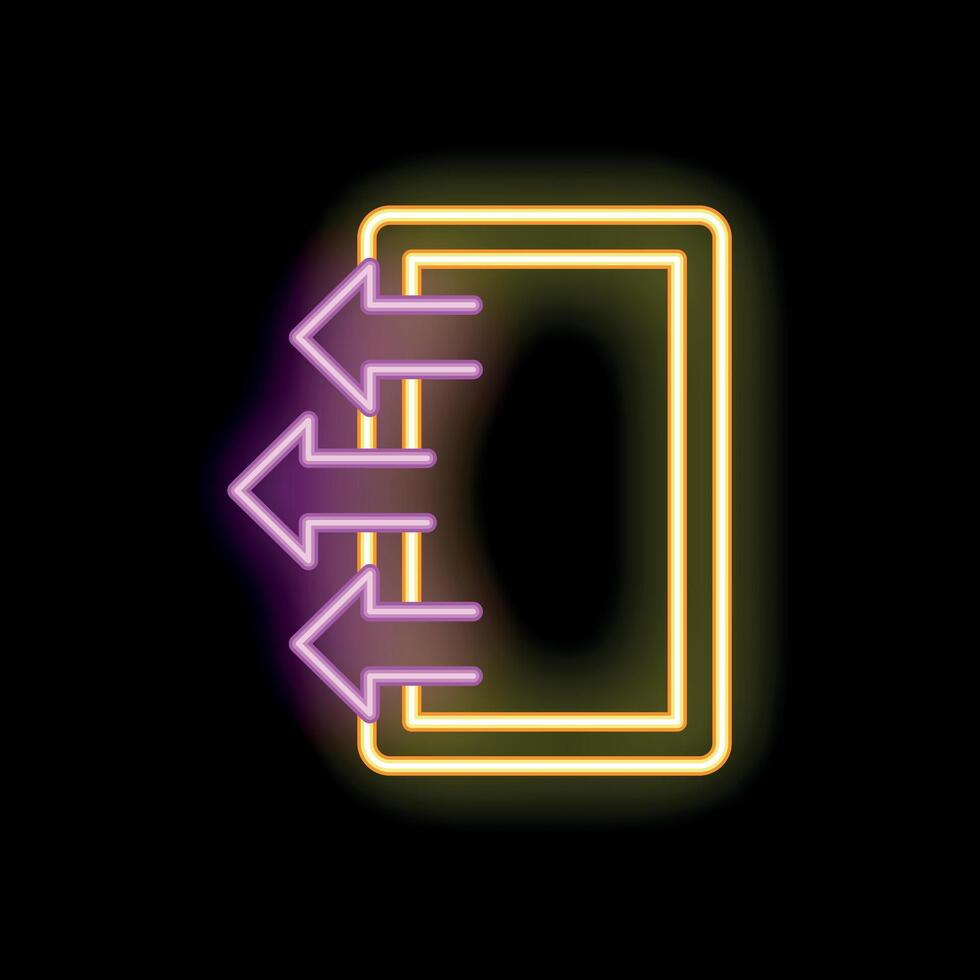 Neon sign representing incoming data flowing to device vector