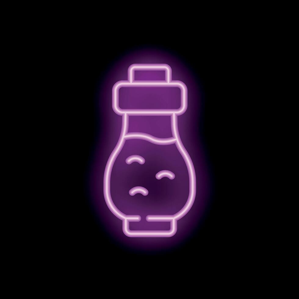 Glowing neon icon of potion bottle with magical liquid vector
