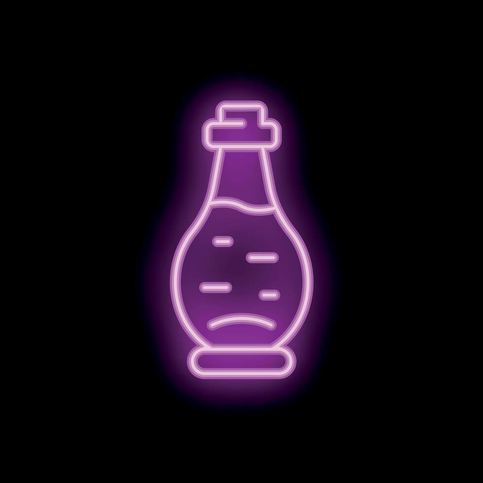 Neon pink potion bottle glowing on dark background vector
