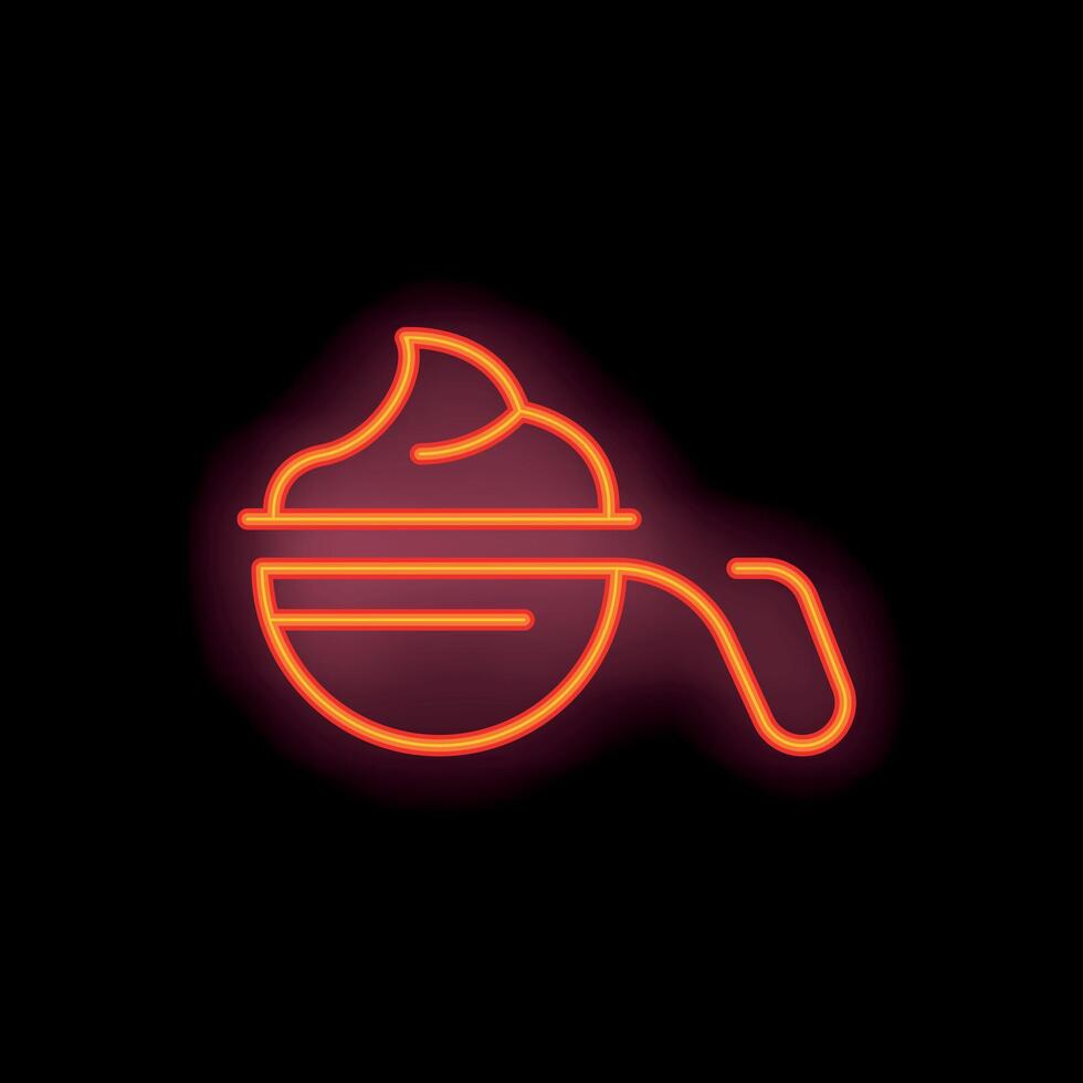 Neon sign of a mixing bowl with whipped cream and whisk, baking supplies icon vector